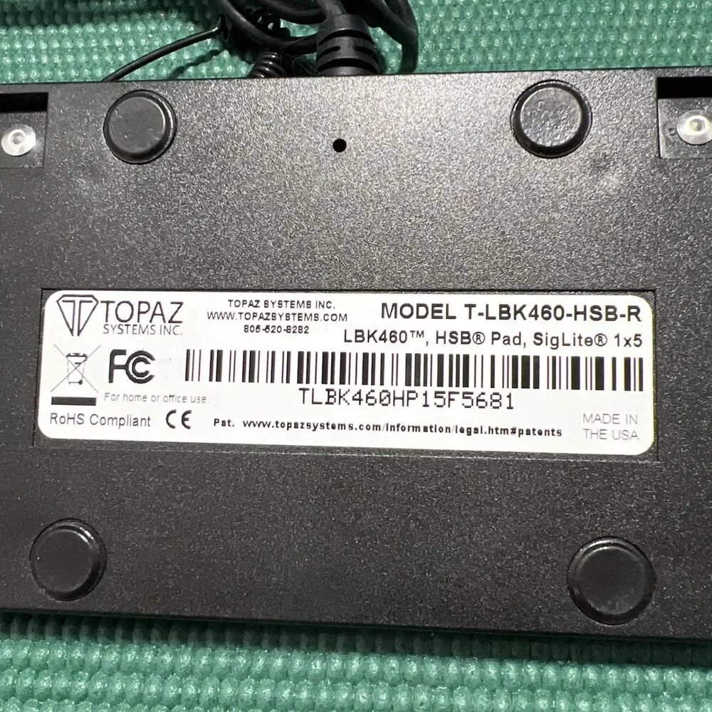 Topaz Systems LBK460 SignatureGem Signature Pad in Black (T-LBK460-HSB-R) Tested